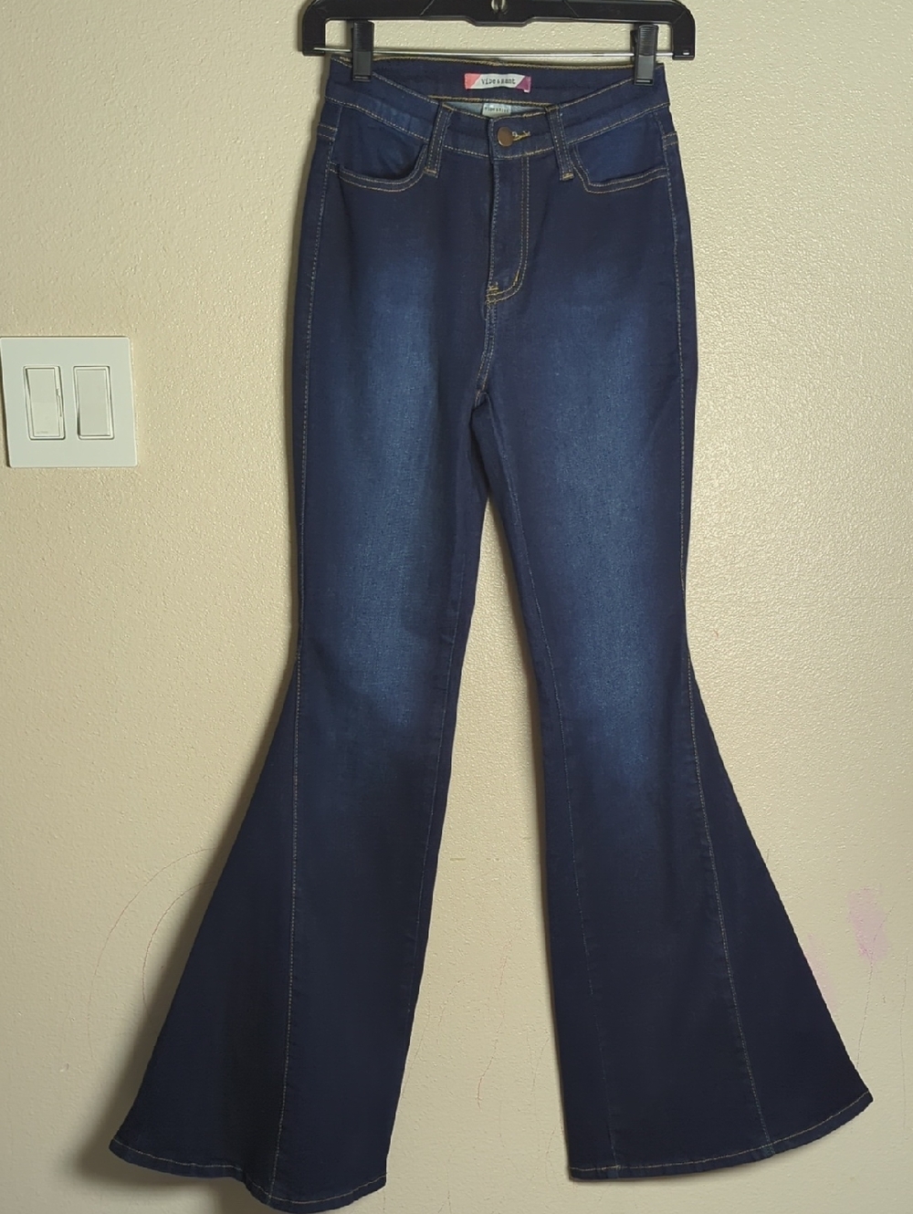 High-Rise Dark Blue Flare Jeans - Picture 2 of 11